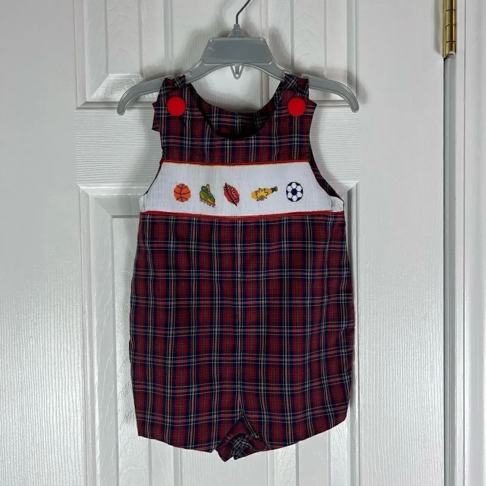 Beaux Belle Smocked Boys Romper Size 6m